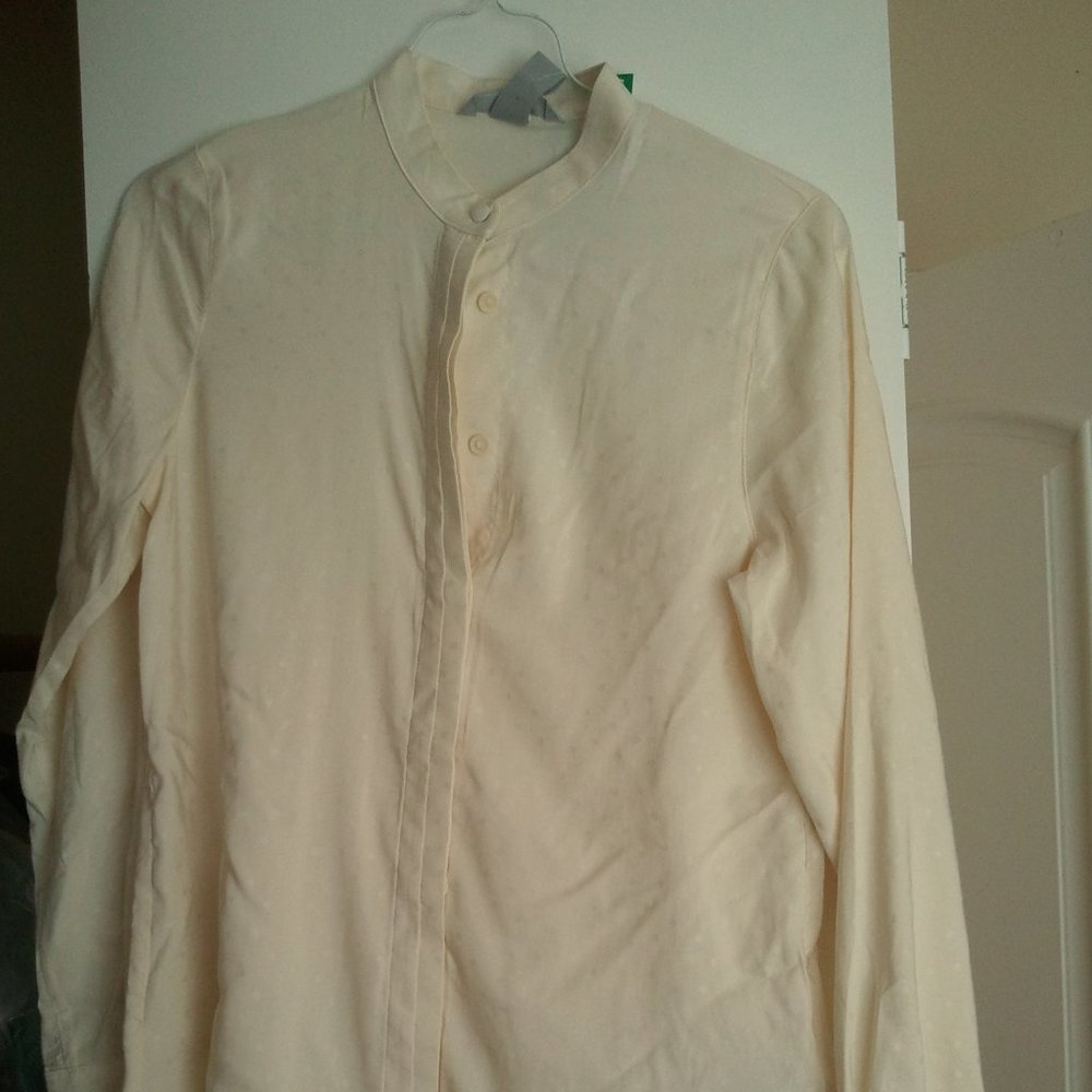 H&M Mandarin Collar Swiss dot Blouse NWT XS